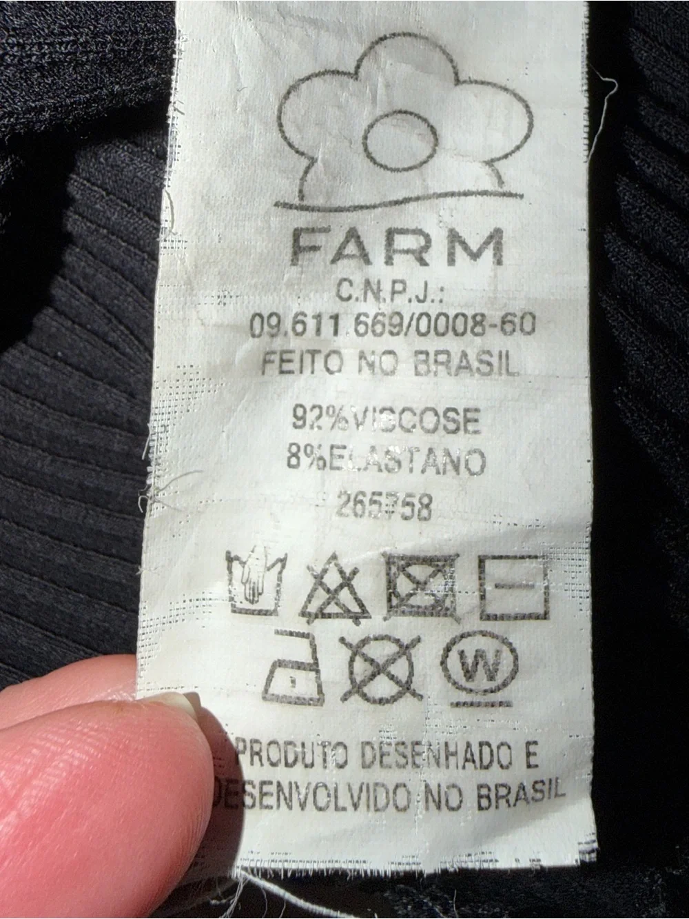 Farm Rio Black Ribbed Knit Dress Tie at Bust sz P = Small EUC